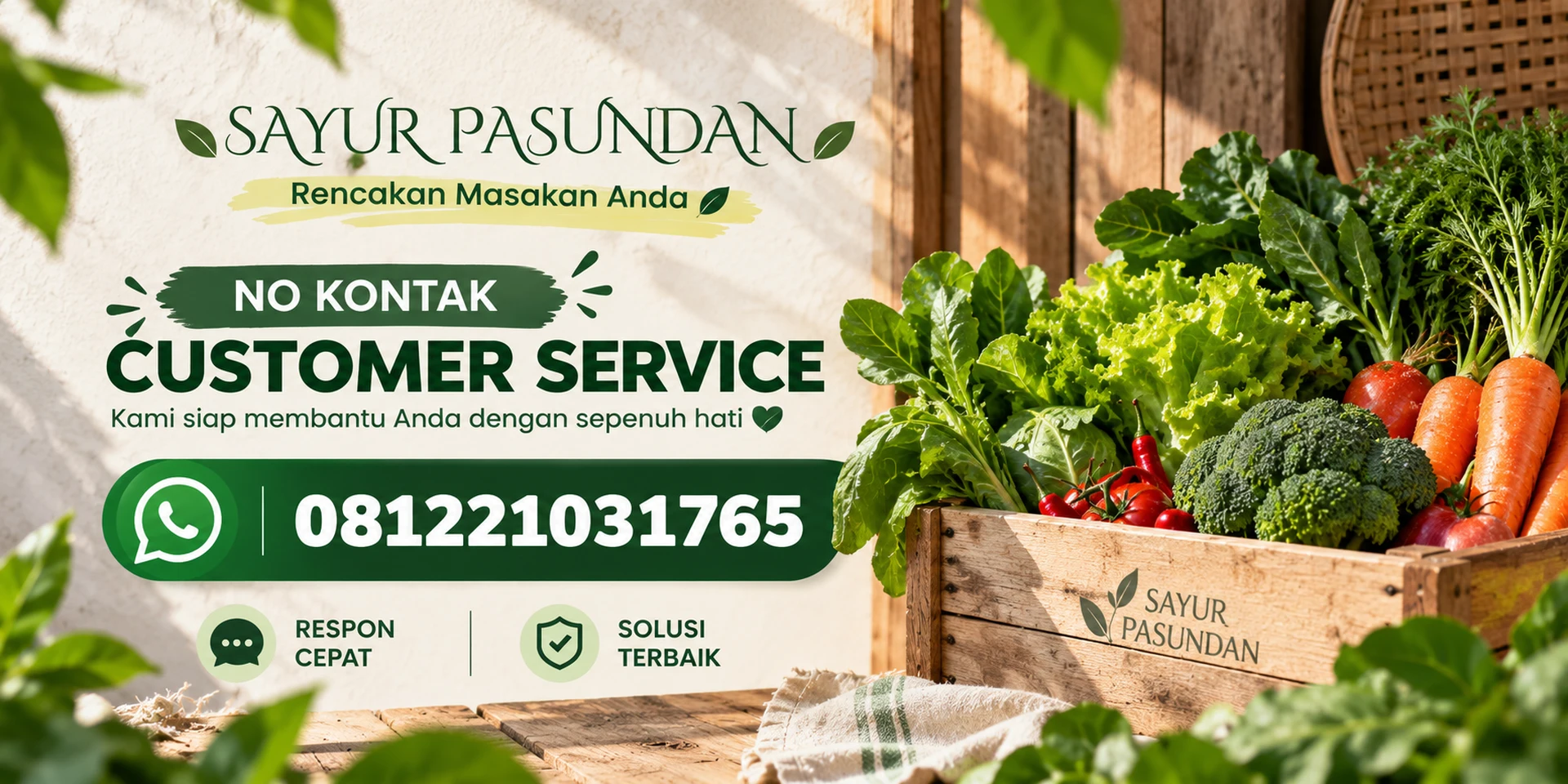 Customer service Sayur Pasundan siap membantu melalui WhatsApp.